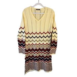 Sportking Chevron Knit Boho Sweater Dress Size F1 XS S Retro Vintage Inspired